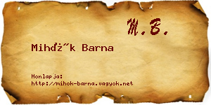 Mihók Barna névjegykártya
